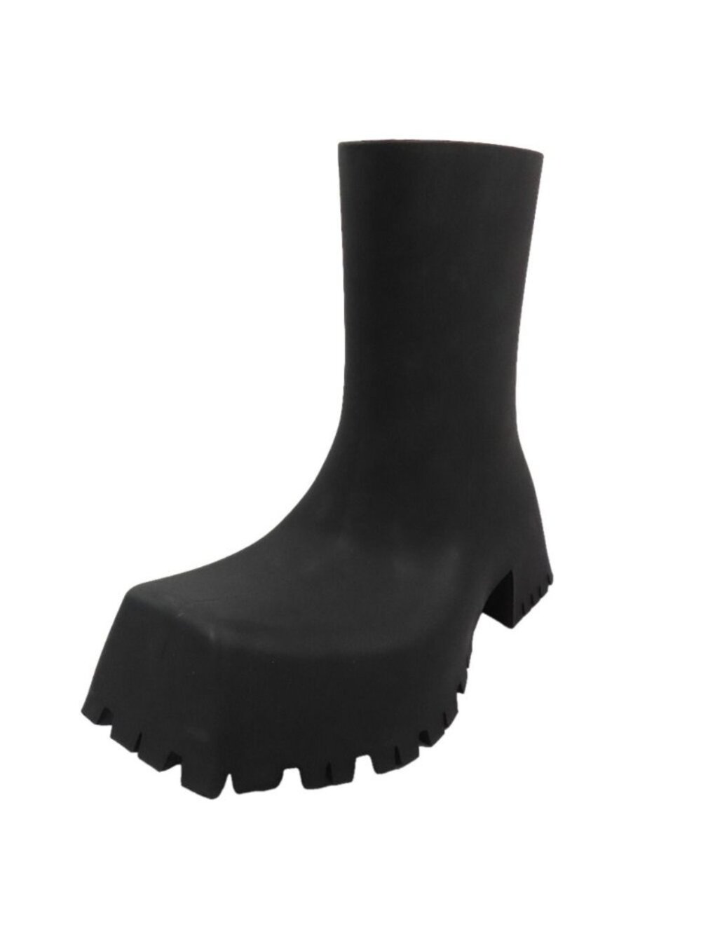 Balenciaga Trooper Rubber Boot Short Boots Square Toe Shoes Black - Picture 2 of 9